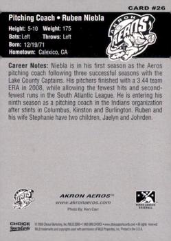 2009 Choice Akron Aeros #26 Ruben Niebla Back