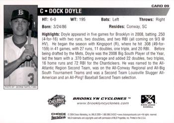 2009 Choice Brooklyn Cyclones #09 Dock Doyle Back