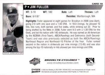 2009 Choice Brooklyn Cyclones #10 Jim Fuller Back