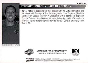 2009 Choice Brooklyn Cyclones #35 Jake Henderson Back