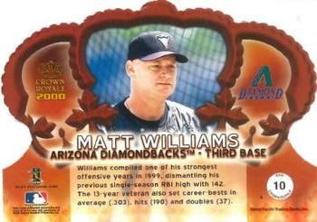 2000 Pacific Crown Royale - Red #10 Matt Williams  Back