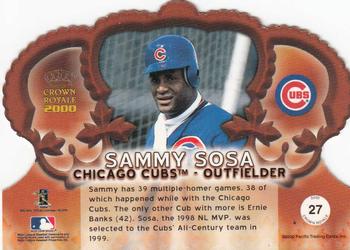 2000 Pacific Crown Royale - Red #27 Sammy Sosa  Back