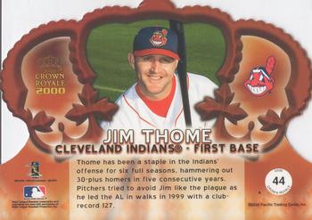 2000 Pacific Crown Royale - Red #44 Jim Thome  Back