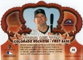 2000 Pacific Crown Royale - Red #48 Todd Helton  Back
