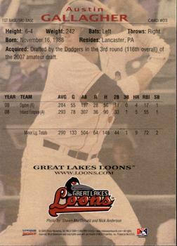 2009 Choice Great Lakes Loons #03 Austin Gallagher Back