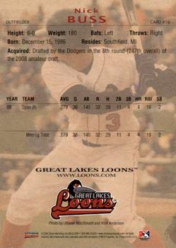 2009 Choice Great Lakes Loons #16 Nick Buss Back