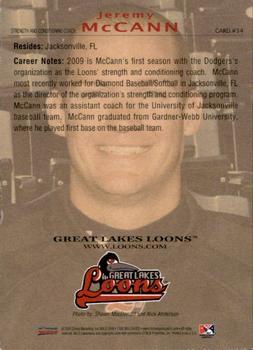 2009 Choice Great Lakes Loons #34 Jeremy McCann Back
