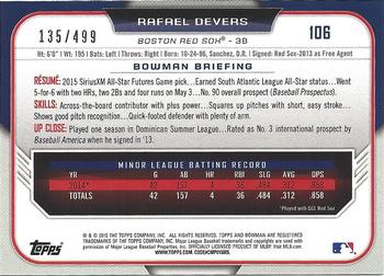 2015 Bowman Draft - Silver #106 Rafael Devers Back