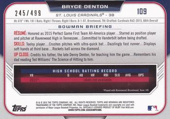 2015 Bowman Draft - Silver #109 Bryce Denton Back