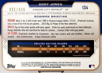 2015 Bowman Draft - Silver #134 Cody Jones Back