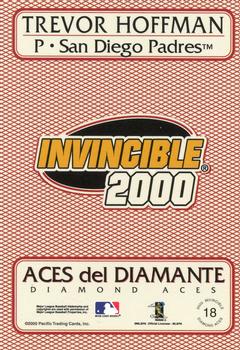 2000 Pacific Invincible - Diamond Aces #18 Trevor Hoffman  Back