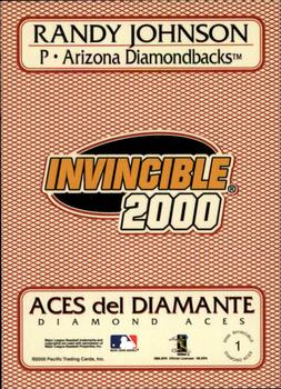 2000 Pacific Invincible - Diamond Aces 399 #1 Randy Johnson  Back
