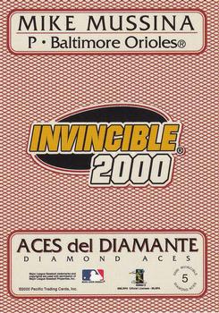 2000 Pacific Invincible - Diamond Aces 399 #5 Mike Mussina  Back