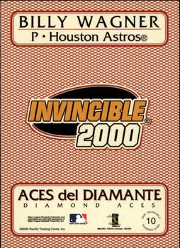 2000 Pacific Invincible - Diamond Aces 399 #10 Billy Wagner  Back