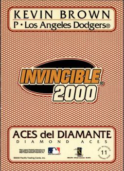 2000 Pacific Invincible - Diamond Aces 399 #11 Kevin Brown  Back