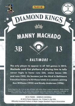 2016 Donruss #3 Manny Machado Back