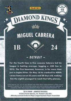 2016 Donruss #10 Miguel Cabrera Back