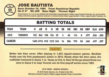 2016 Donruss #55 Jose Bautista Back