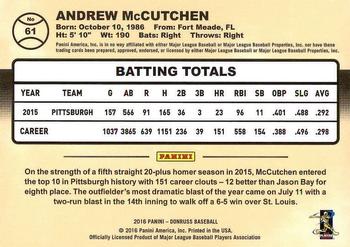 2016 Donruss #61 Andrew McCutchen Back