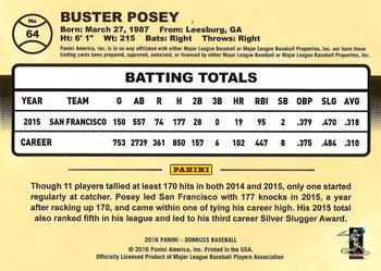 2016 Donruss #64 Buster Posey Back