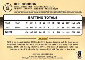 2016 Donruss #65 Dee Gordon Back