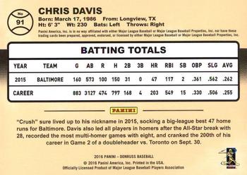 2016 Donruss #91 Chris Davis Back