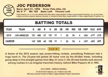 2016 Donruss #106 Joc Pederson Back