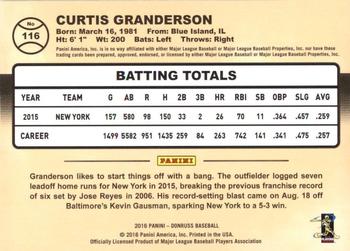 2016 Donruss #116 Curtis Granderson Back