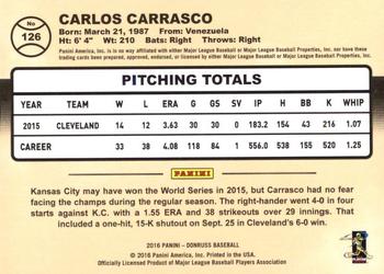 2016 Donruss #126 Carlos Carrasco Back
