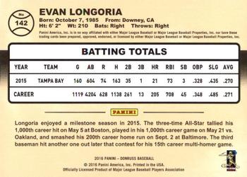 2016 Donruss #142 Evan Longoria Back