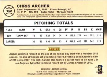 2016 Donruss #152 Chris Archer Back