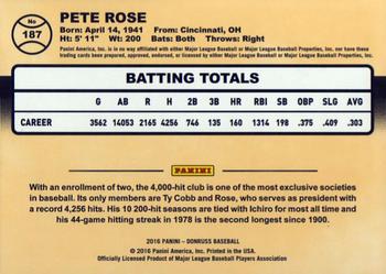 2016 Donruss #187 Pete Rose Back