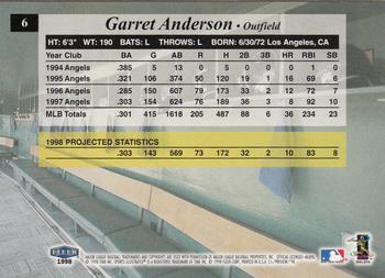 1998 Sports Illustrated #6 Garret Anderson Back