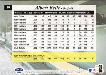 1998 Sports Illustrated #10 Albert Belle Back