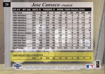 1998 Sports Illustrated #20 Jose Canseco Back