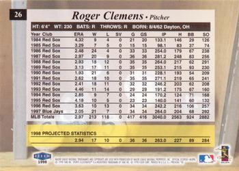 1998 Sports Illustrated #26 Roger Clemens Back