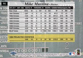 1998 Sports Illustrated #91 Mike Mussina Back