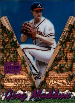 2000 Pacific Invincible - Holographic Purple #15 Greg Maddux  Front