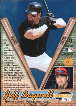 2000 Pacific Invincible - Holographic Purple #62 Jeff Bagwell  Back