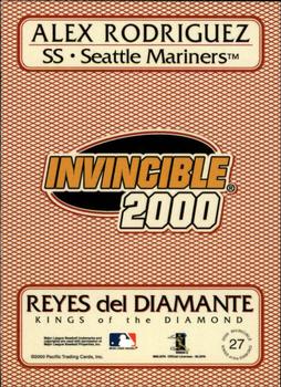 2000 Pacific Invincible - Kings of the Diamond 299 #27 Alex Rodriguez  Back