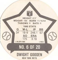1989 Super Stars Discs #6 Dwight Gooden Back