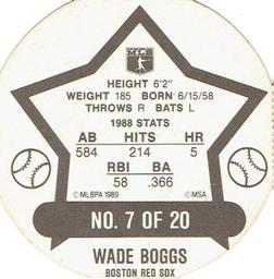 1989 Super Stars Discs #7 Wade Boggs Back