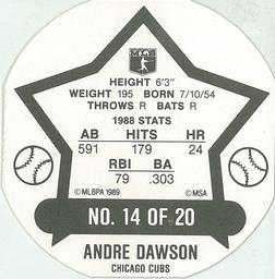 1989 Super Stars Discs #14 Andre Dawson Back