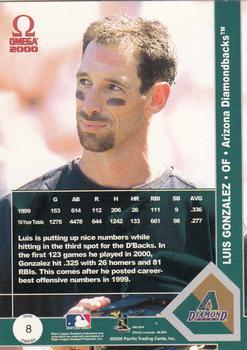 2000 Pacific Omega - Copper #8 Luis Gonzalez  Back