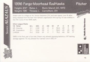 1996 Multi-Ad Fargo-Moorhead RedHawks #8 Shawn Alazaus Back