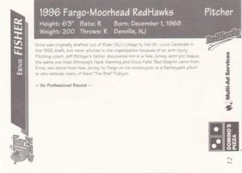 1996 Multi-Ad Fargo-Moorhead RedHawks #12 Ernie Fisher Back