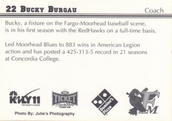 2000 Fargo-Moorhead RedHawks #NNO Bucky Burgau Back