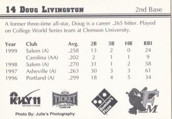 2000 Fargo-Moorhead RedHawks #NNO Doug Livingston Back
