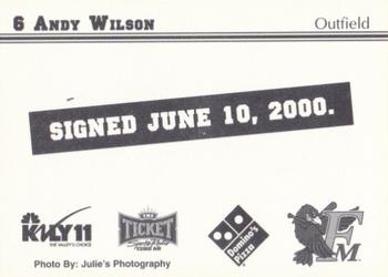 2000 Fargo-Moorhead RedHawks #NNO Andy Wilson Back