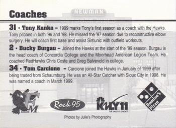 1999 Fargo-Moorhead RedHawks #NNO Tony Kunka / Bucky Burgau / Tom Carcione Back
